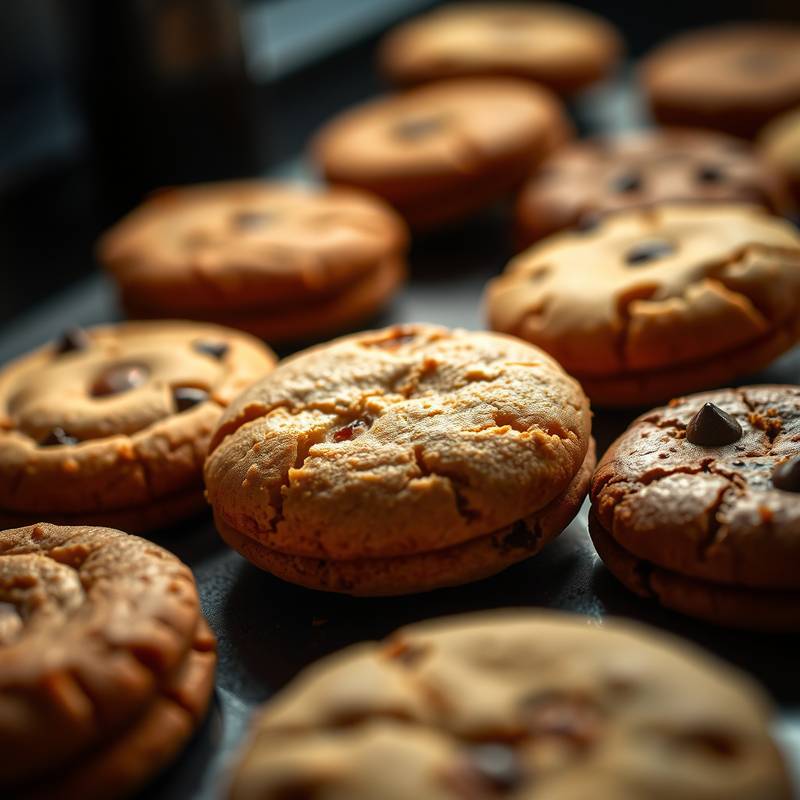 A close-up shot of various cookies arranged on a table, symbolizing web cookies and online tracking.