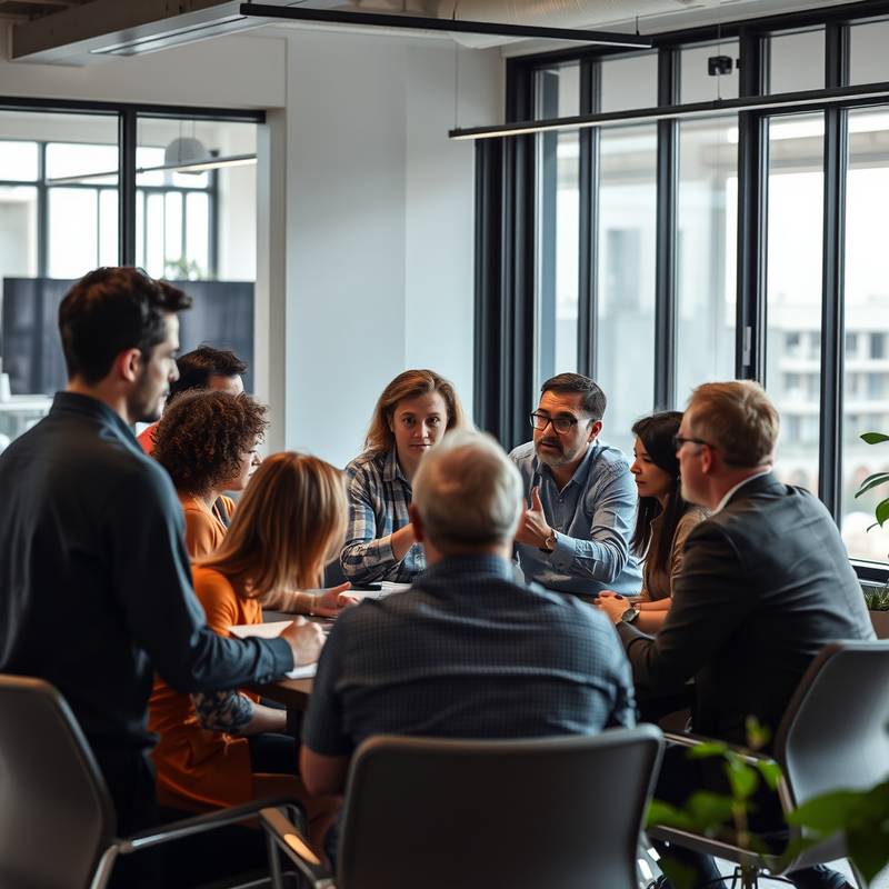 Group of people brainstorming ideas in a meeting