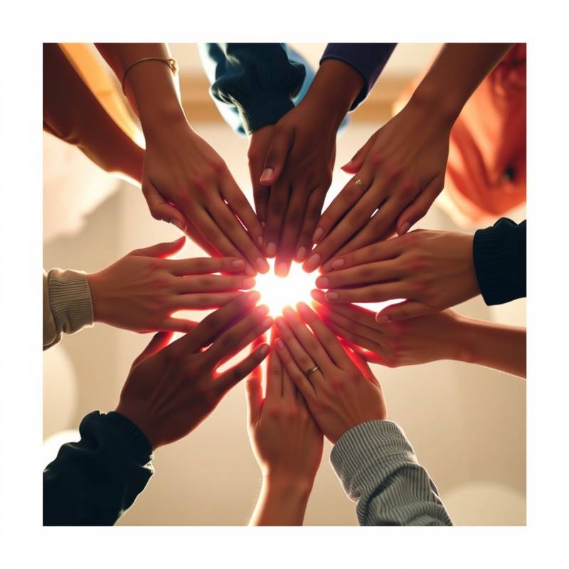 Image depicting diverse hands forming a circle, symbolizing inclusivity and accessibility.