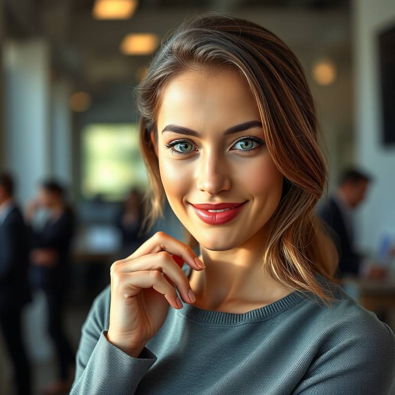 Woman presenting in front of a camera